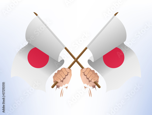Flying flags crossed from Japan