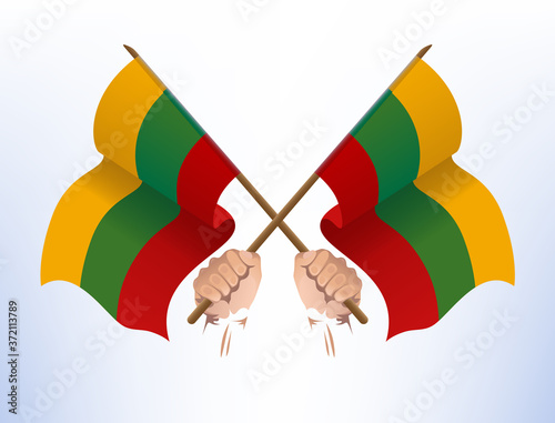 Flying flags crossed from Lithuania