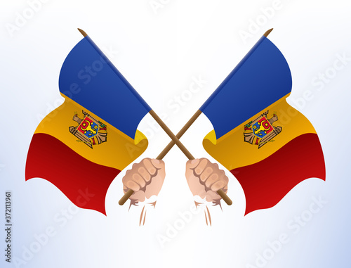 Flying flags crossed from Moldova