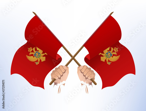 Flying flags crossed from Montenegro