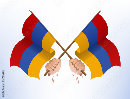 Flying flags crossed from the country of Armenia