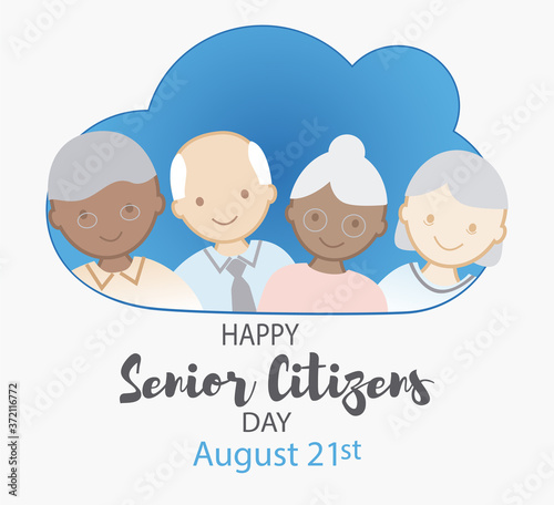 Happy Senior Citizens day vector. Cute senior people illustration. August 21st.