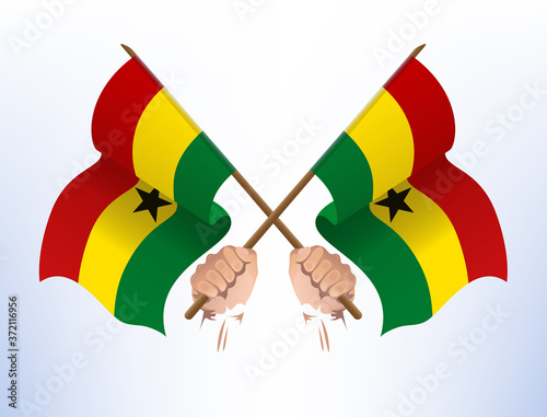 Flying flags crossed from the country of Ghana