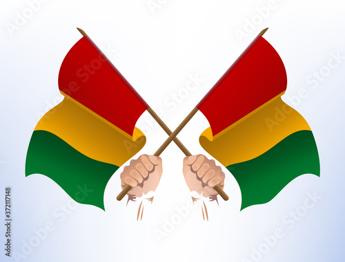Flying flags crossed from the country of Guinea