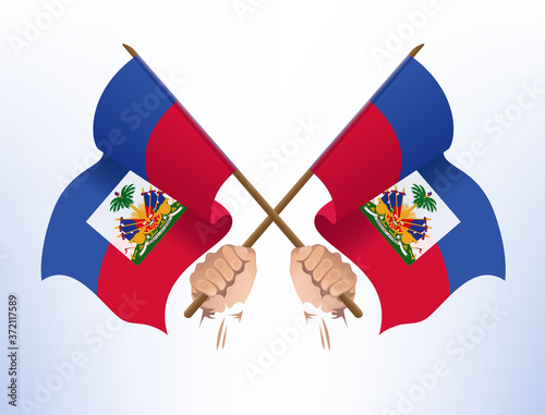Flying flags crossed from the country of Haiti