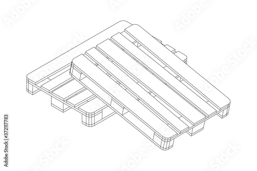 Fototapeta Naklejka Na Ścianę i Meble -  Cargo pallet for warehouse. Logistics shipping concept. Wireframe low poly mesh vector illustration.