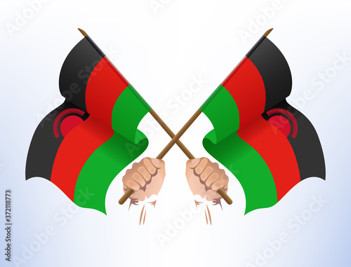 Flying flags crossed from the country of Malawi