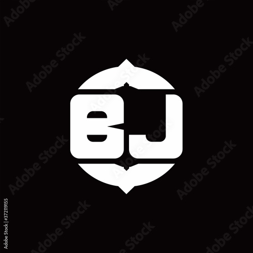 BJ Logo monogram with upside down arrow design template