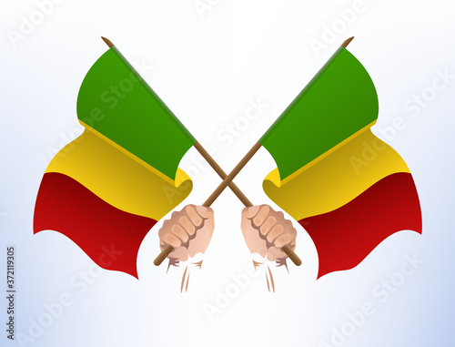 Flying flags crossed from the country of Mali