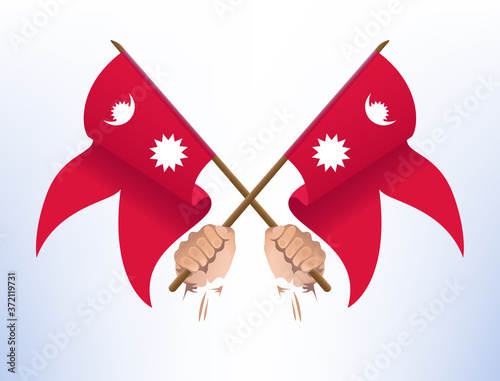 Flying flags crossed from the country of Nepal