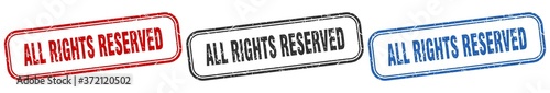 all rights reserved square isolated sign set. all rights reserved stamp