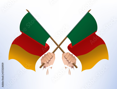 The flag flies across from the country of Cameroon