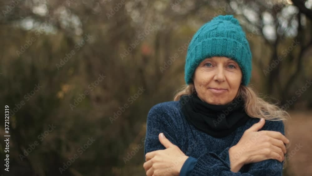 Early morning routine chills to a mid aged woman at Cordoba Spain woods Early morning routine chills to a mid aged woman at Cordoba Spain woods