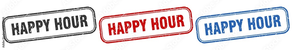 happy hour square isolated sign set. happy hour stamp happy hour square isolated sign set. happy hour stamp