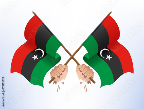 The flag fluttered across from the country of Libya