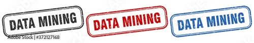 data mining square isolated sign set. data mining stamp