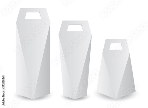 White package boxes vector, package design, set 3d boxes, product design, realistic packaging for drink and food, paper boxes. Mock up white cardboard box.