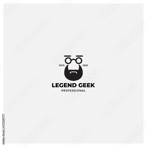 old man smart geek bearded mascot logo vector icon illustration