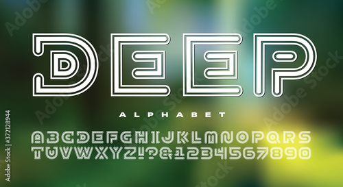 Deep Alphabet; A High Tech or Futuristic Urban Font. This Lettering Would Be at Home on a Music Album Cover or Poster, or a Sci-Fi Themed Graphic