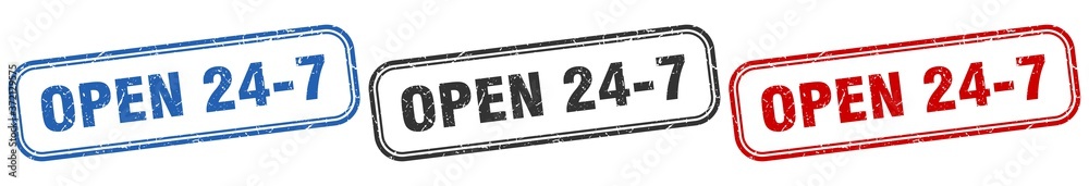 open 24 7 square isolated sign set. open 24 7 stamp open 24 7 square isolated sign set. open 24 7 stamp