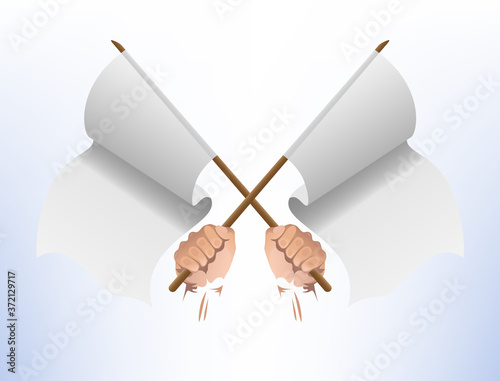 The white flag fluttered across