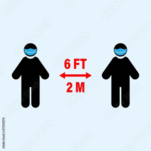 Keep the distance sign. Remedies against the coronavirus epidemic. Preventive action. Steps to protect yourself. Stay 2 meters away. Vector illustration.