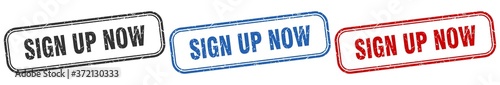 sign up now square isolated sign set. sign up now stamp