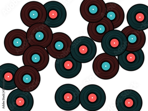 Vinyl records vector musical background.
