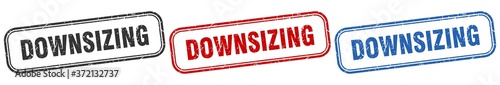 downsizing square isolated sign set. downsizing stamp