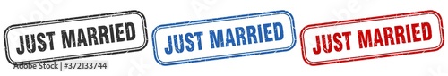 just married square isolated sign set. just married stamp