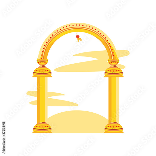 golden column arc on white background