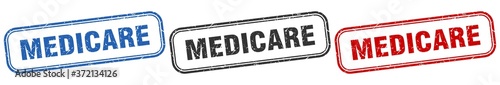 medicare square isolated sign set. medicare stamp