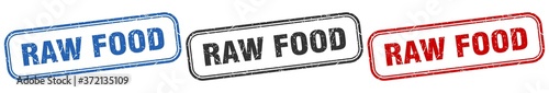 raw food square isolated sign set. raw food stamp