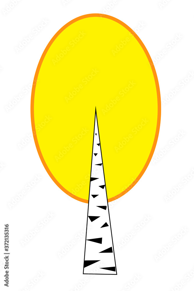 Birch tree in autumn on a white background-graphic image Birch tree in autumn on a white background-graphic image