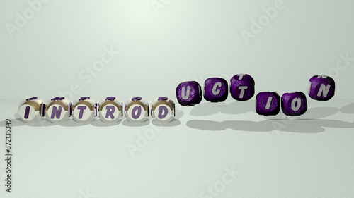 introduction dancing cubic letters, 3D illustration for business and concept