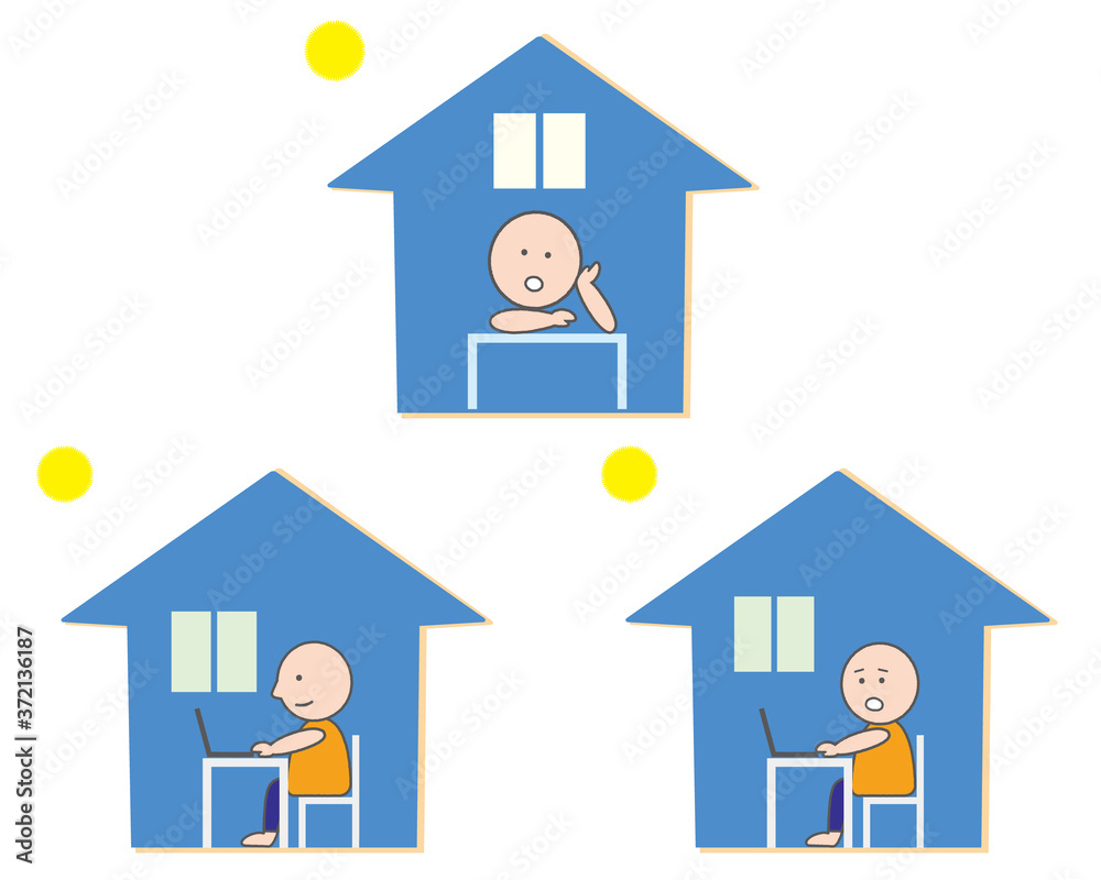 ステイホームをイメージしたアイコン風イラストのセット Covid 19と暮らし Stock Vector Adobe Stock