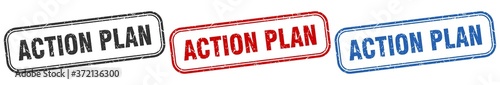 action plan square isolated sign set. action plan stamp