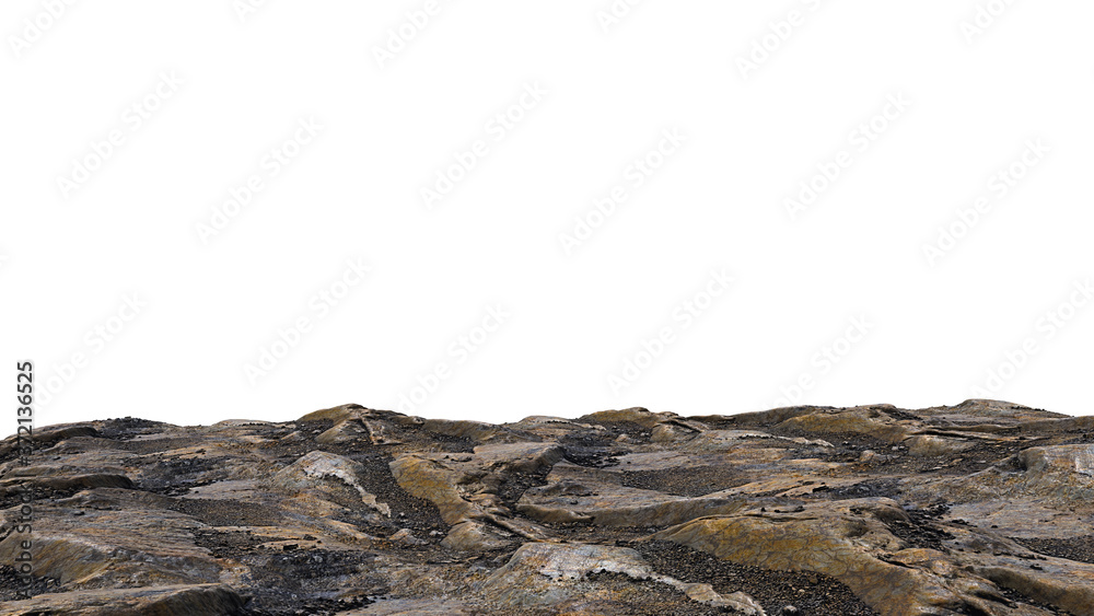 rocky cliff isolated on white background, edge of the mountain