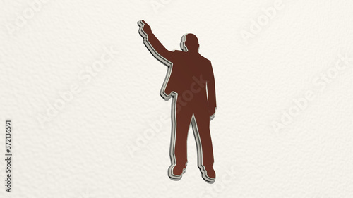 MAN POINTING 3D drawing icon, 3D illustration for background and finger
