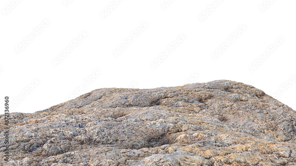 rocky cliff isolated on white background, edge of the mountain - obrazy, fototapety, plakaty 
