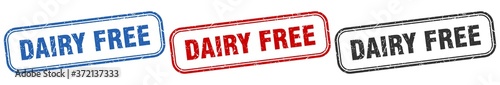dairy free square isolated sign set. dairy free stamp
