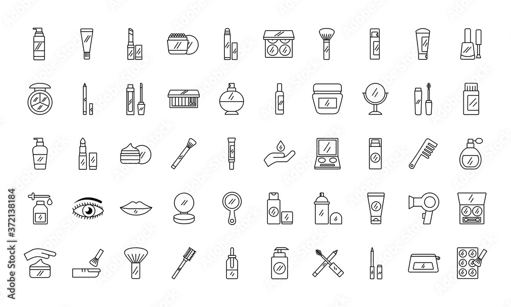 bundle of fifty make up cosmetics set icons