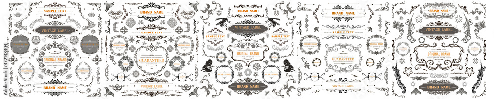 Set of Vintage Decorations Flourishes Elements. 