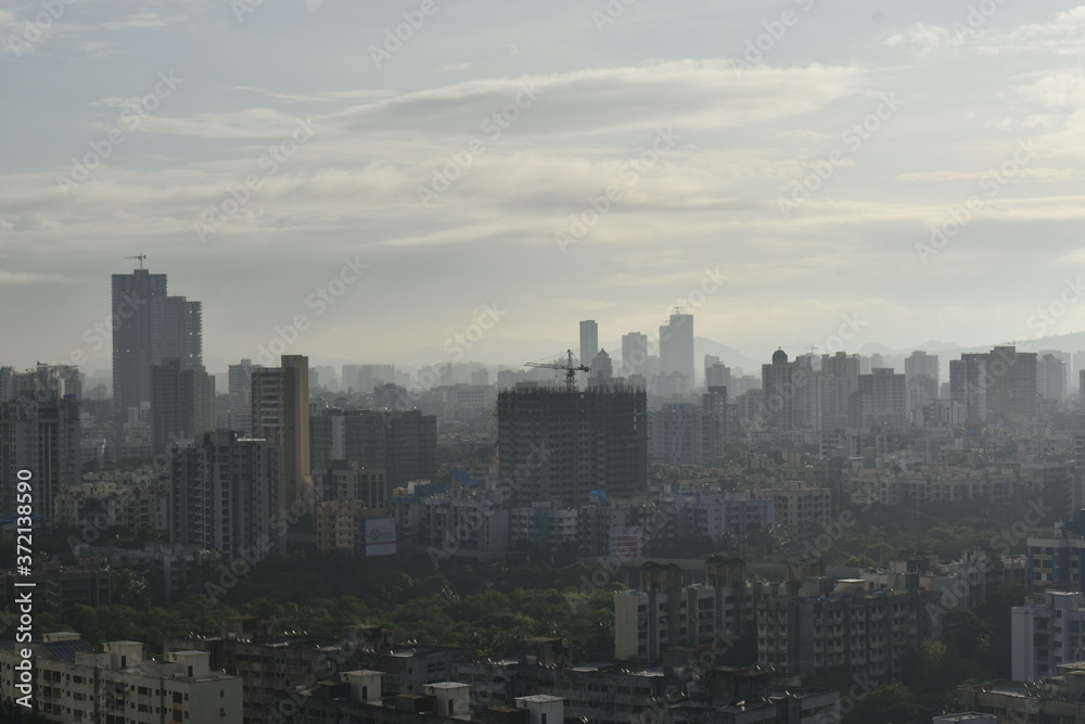 skyline horizon of mumbai or borivali ,maharashtra(India) in winter