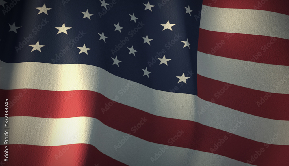 Fototapeta premium Flag of United States. 3D rendering of the flag of the continental states of the Americas. Flag Series Illustration.