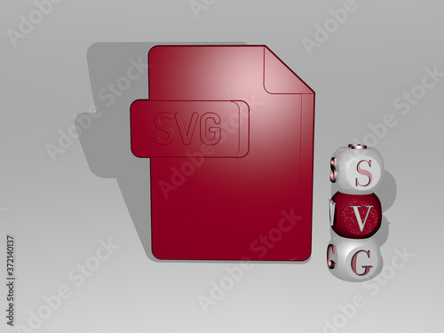 SVG 3D icon beside the vertical text of individual letters, 3D illustration for file and logo photo