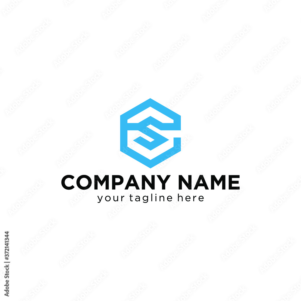 Letter C, S, CS, SC with abstract alphabet cutout, font, text, typography, initials design in blue color with white background icon for logo Letter C, S, CS, SC with abstract alphabet cutout, font, text, typography, initials design in blue color with white background icon for logo