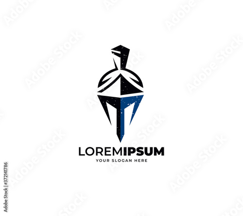 spartan helmet warrior logo design, initial letter T logo design concept