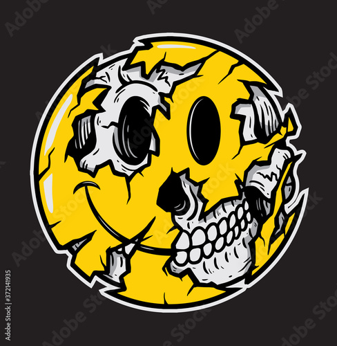 Smiley Face Emoji Halloween Skull