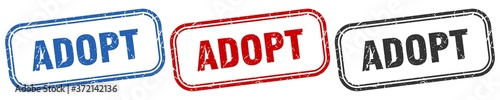 adopt square isolated sign set. adopt stamp